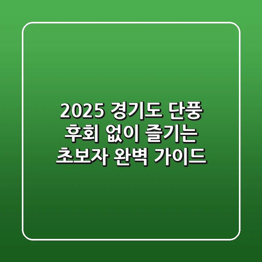 2025 경기도 단풍, 후회 없이 즐기는 초보자 완벽 가이드