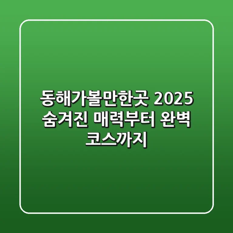 동해가볼만한곳 2025: 숨겨진 매력부터 완벽 코스까지