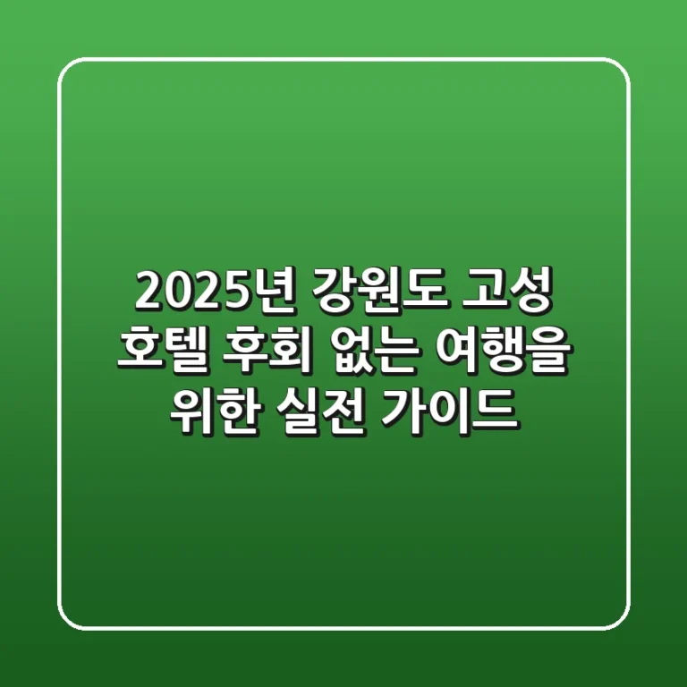 2025년 강원도 고성 호텔: 후회 없는 여행을 위한 실전 가이드