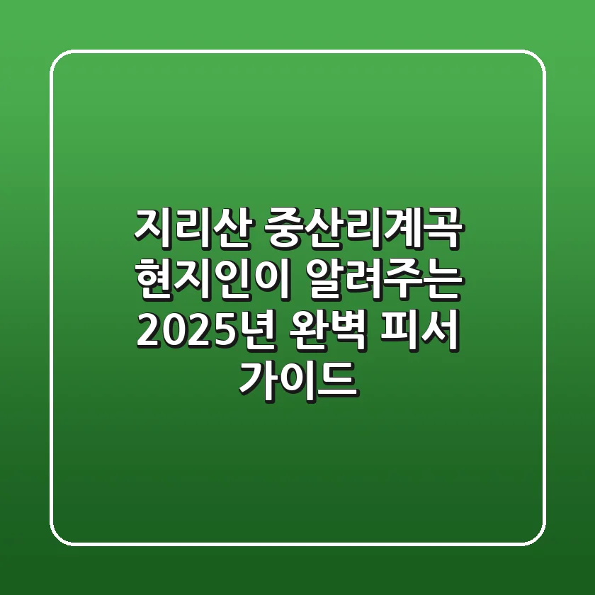 지리산 중산리계곡: 현지인이 알려주는 2025년 완벽 피서 가이드