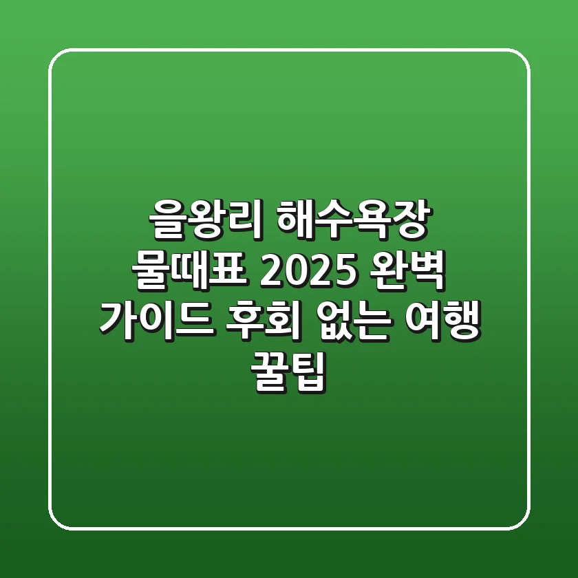 을왕리 해수욕장 물때표 2025 완벽 가이드: 후회 없는 여행 꿀팁