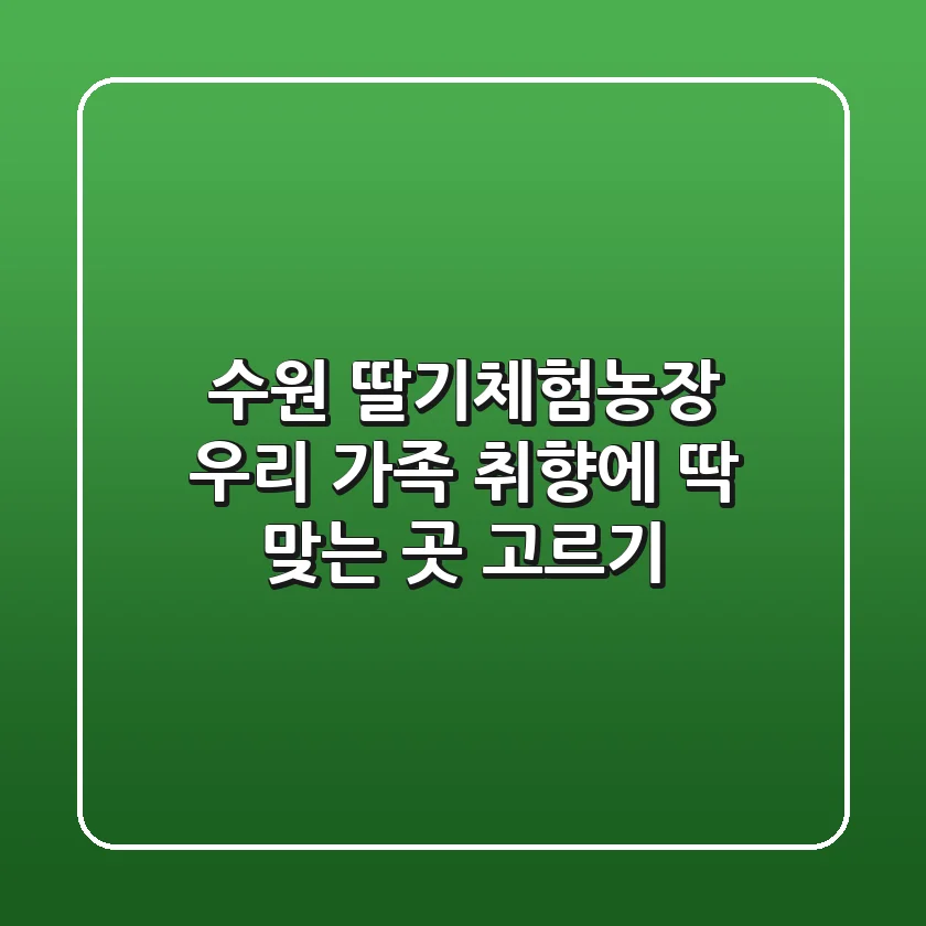 수원 딸기체험농장, 우리 가족 취향에 딱 맞는 곳 고르기