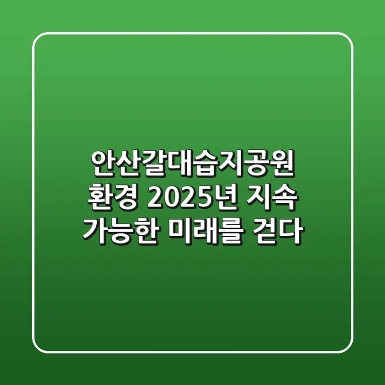 안산갈대습지공원 환경: 2025년 지속 가능한 미래를 걷다