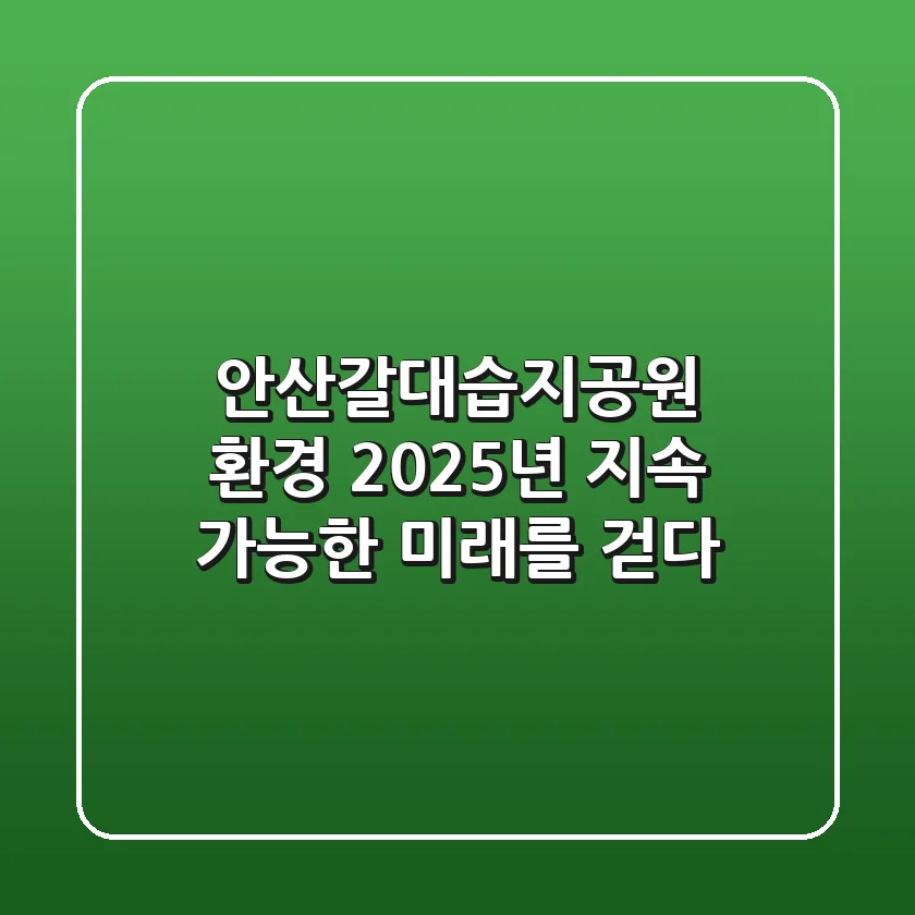안산갈대습지공원 환경: 2025년 지속 가능한 미래를 걷다