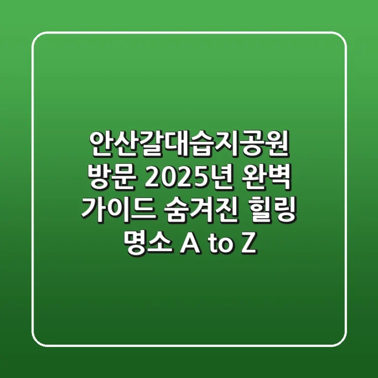 안산갈대습지공원 방문, 2025년 완벽 가이드: 숨겨진 힐링 명소 A to Z