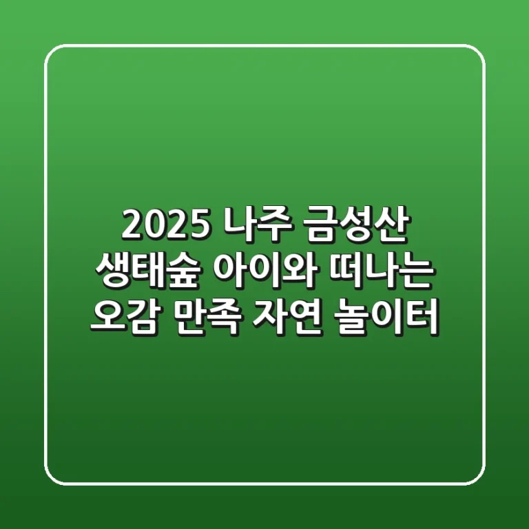 2025 나주 금성산 생태숲: 아이와 떠나는 오감 만족 자연 놀이터