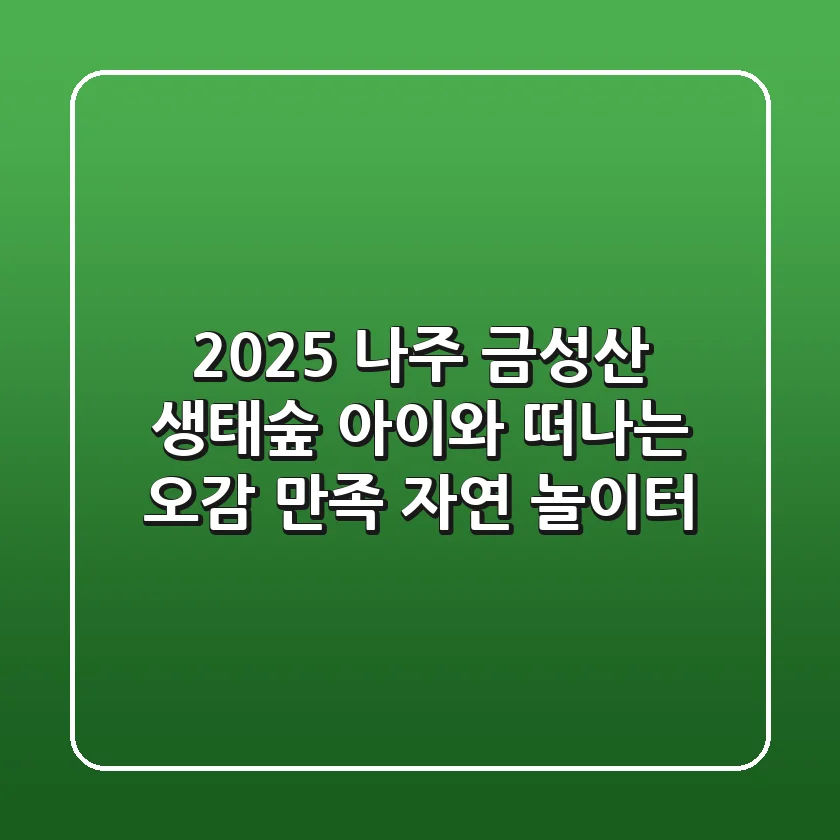 2025 나주 금성산 생태숲: 아이와 떠나는 오감 만족 자연 놀이터
