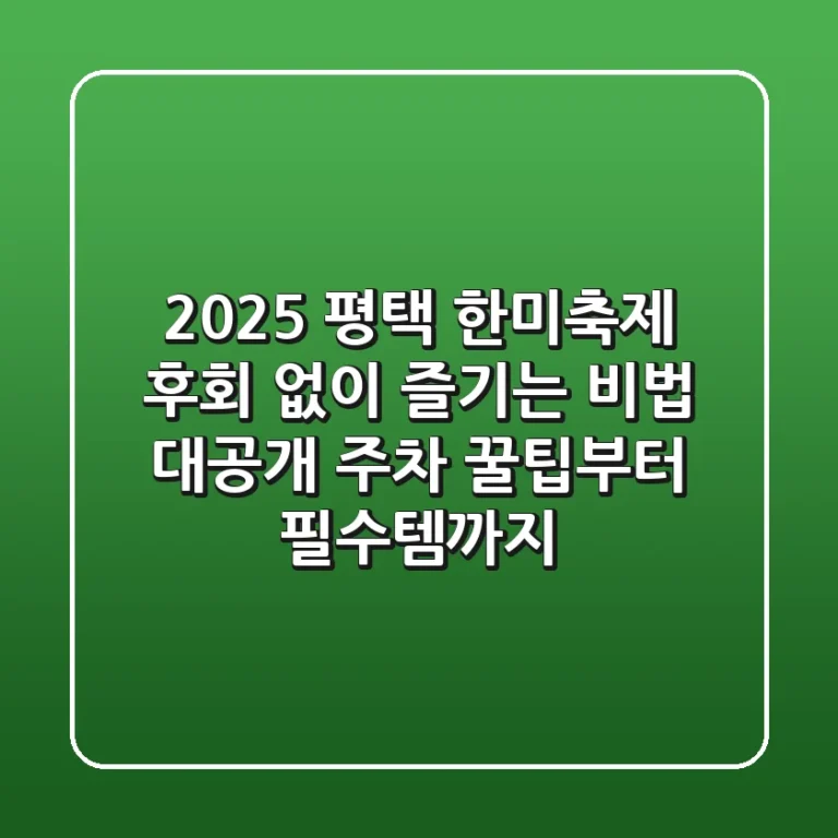 2025 평택 한미축제, 후회 없이 즐기는 비법 대공개 (주차 꿀팁부터 필수템까지)