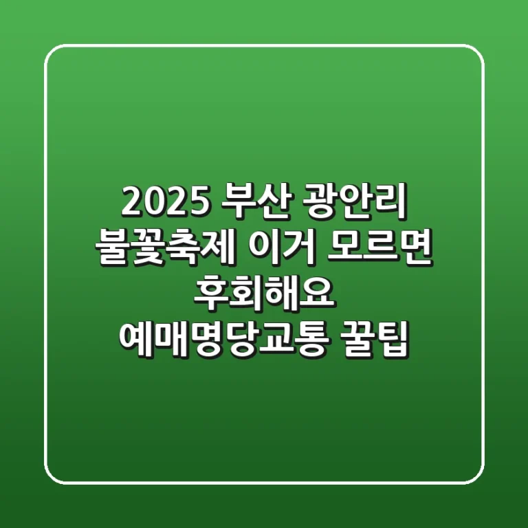 2025 부산 광안리 불꽃축제, 이거 모르면 후회해요! (예매,명당,교통 꿀팁)