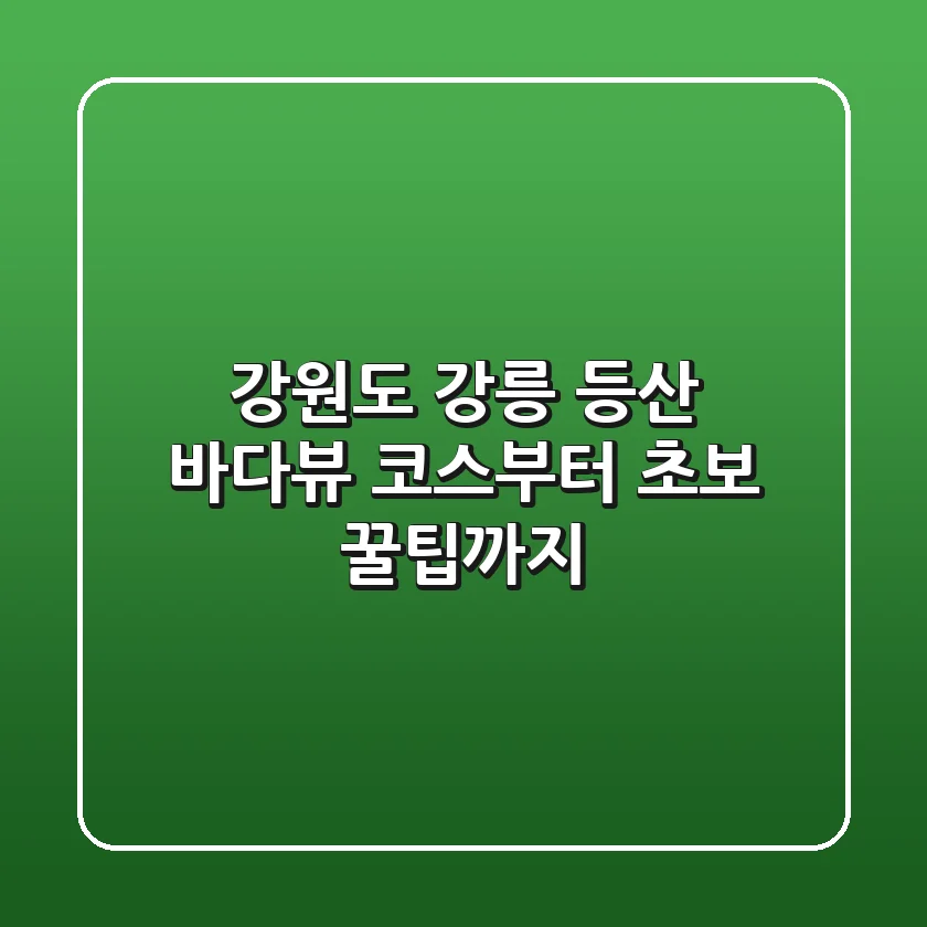 강원도 강릉 등산, 바다뷰 코스부터 초보 꿀팁까지!