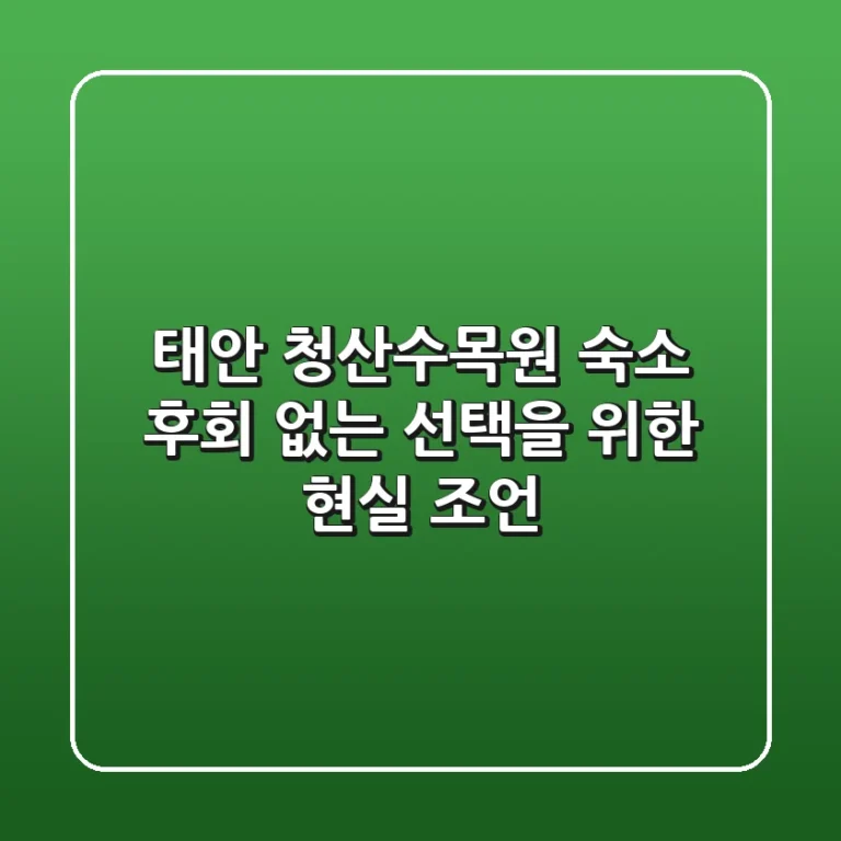 태안 청산수목원 숙소, 후회 없는 선택을 위한 현실 조언