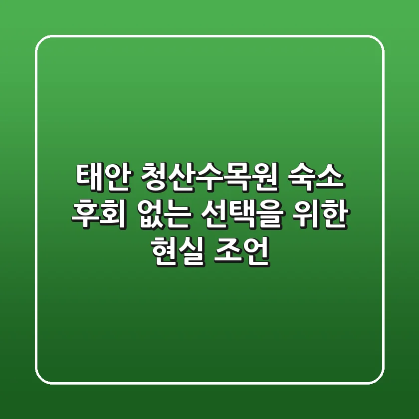 태안 청산수목원 숙소, 후회 없는 선택을 위한 현실 조언