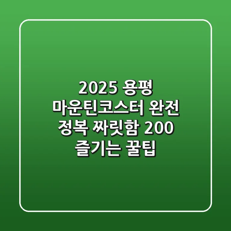 2025 용평 마운틴코스터 완전 정복: 짜릿함 200% 즐기는 꿀팁!