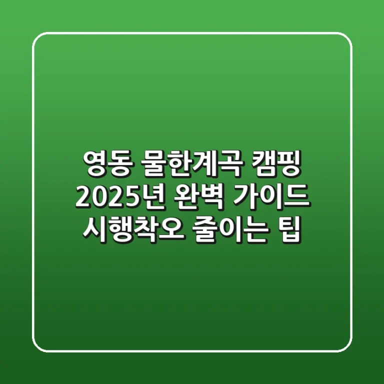 영동 물한계곡 캠핑, 2025년 완벽 가이드! 시행착오 줄이는 팁