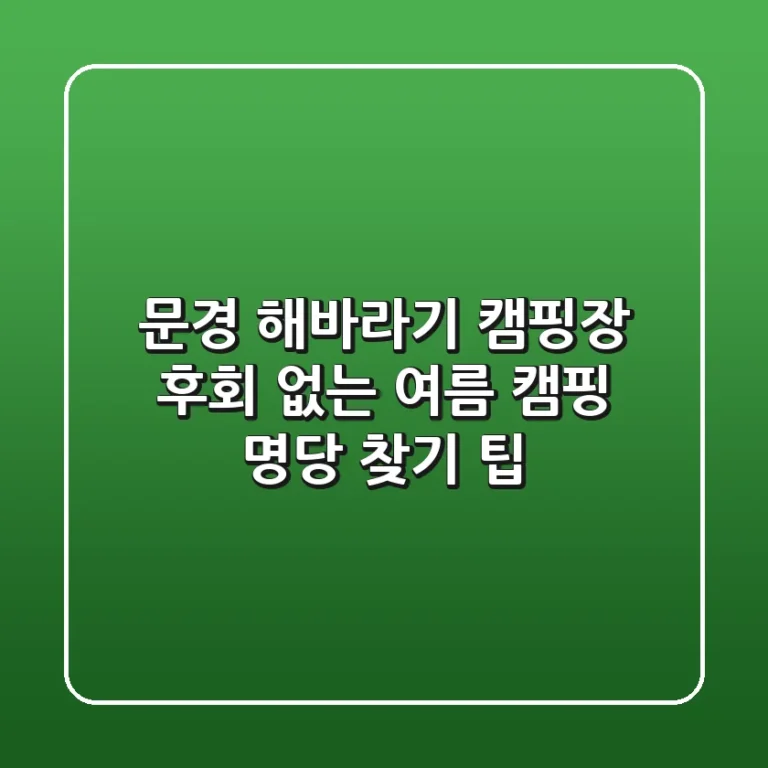 문경 해바라기 캠핑장, 후회 없는 여름 캠핑 명당 찾기 팁!