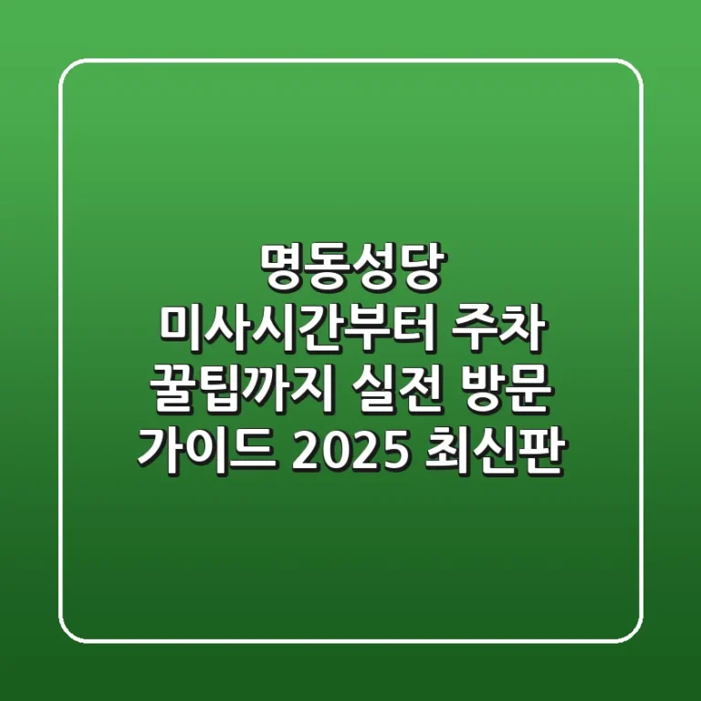 명동성당 미사시간부터 주차, 꿀팁까지! 실전 방문 가이드 (2025 최신판)