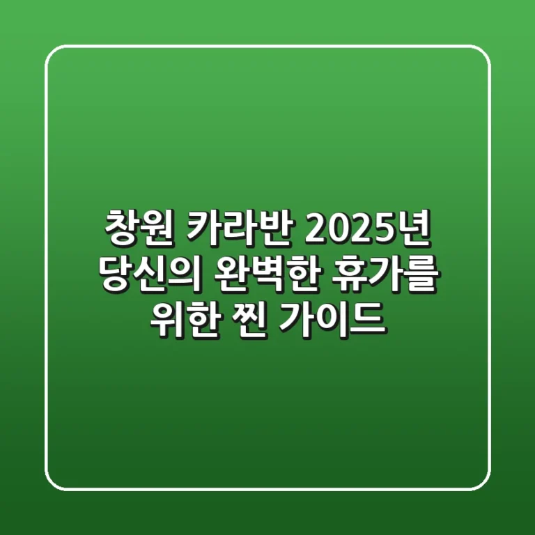 창원 카라반, 2025년 당신의 완벽한 휴가를 위한 찐 가이드