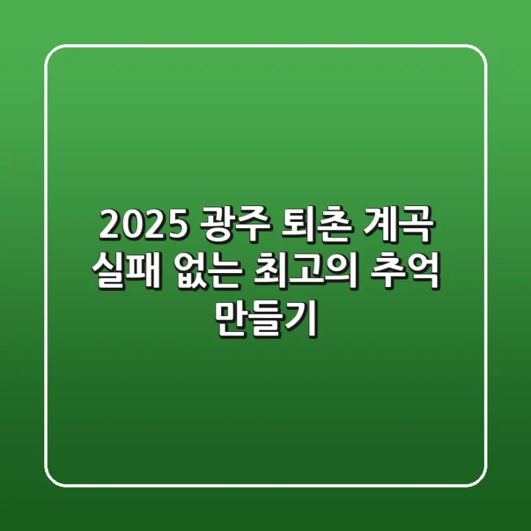2025 광주 퇴촌 계곡: 실패 없는 최고의 추억 만들기
